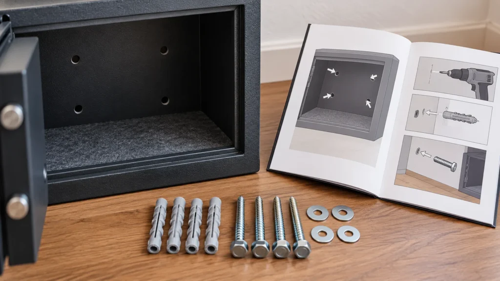 Safe mounting holes, generic instructions, and hardware arranged for a compatibility check
